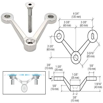 CRL Polished Stainless Double Arm V" Post Mounted Fitting