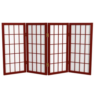 2 ft. Short Desktop Window Pane Shoji Screen - Rosewood - 4 Panels