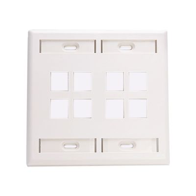 Leviton 8-Port Dual Gang QuickPort Wallplate with ID Windows, 42080-8WP, White