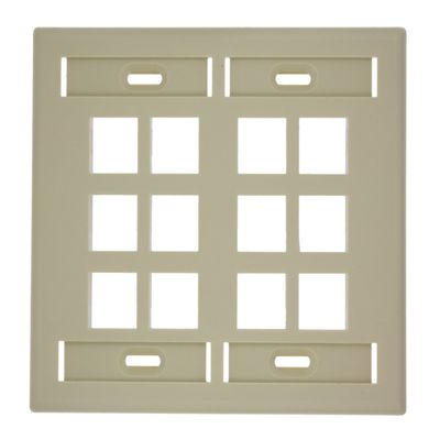 Leviton Quickport Wallplate with ID Window, Dual Gang, 12-Port, 42080-12I, Ivory