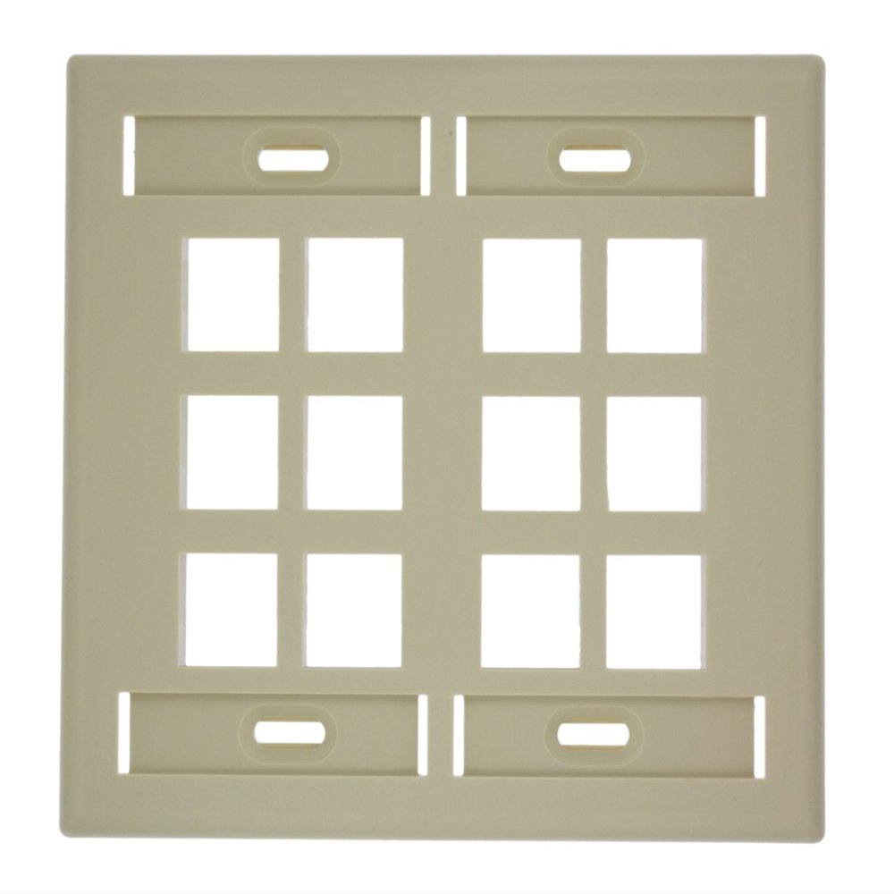 Leviton Quickport Wallplate with ID Window, Dual Gang, 12-Port, 42080-12I, Ivory