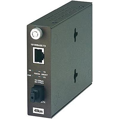 TRENDnet 100Base-TX to 100Base-FX Dual Wavelength Single Mode SC Fiber Converter TX:1550nm (40 Km, 24.9 Miles) TFC-110S40D5 (Black)