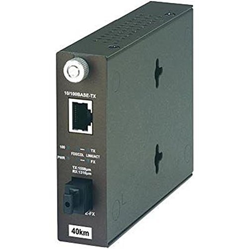 TRENDnet 100Base-TX to 100Base-FX Dual Wavelength Single Mode SC Fiber Converter TX:1550nm (40 Km, 24.9 Miles) TFC-110S40D5 (Black)