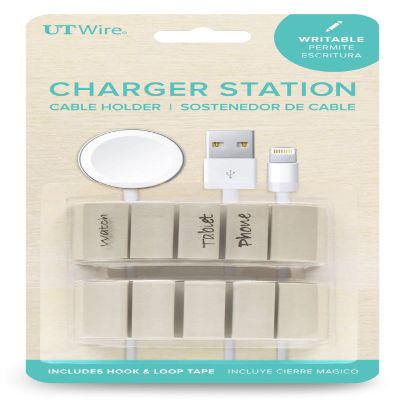 UT Wire UTW-CS06-VY Mountable Charger Station Cable Holder with 4 Slots - Set of 2