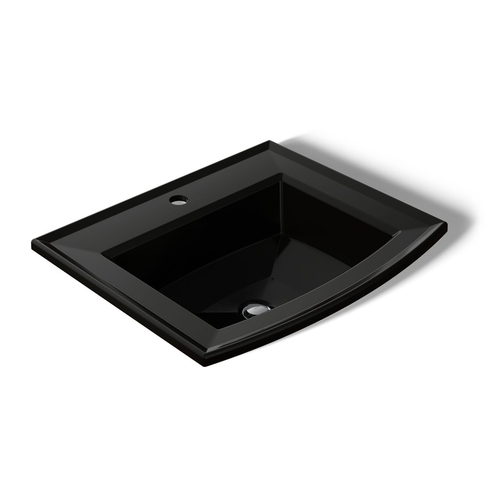 Kohler 2356-1-7 Archer 22-3/4" rectangular drop-in bathroom sink, Black Black