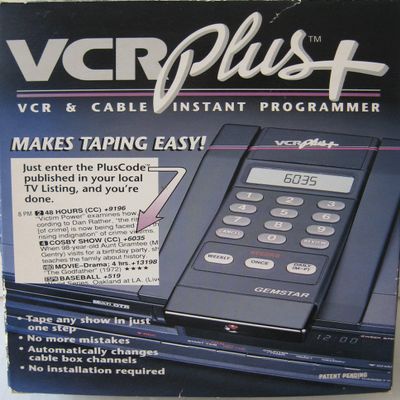 VCR PLUS, INSTANT PROGRAMMER BY GEMSTAR