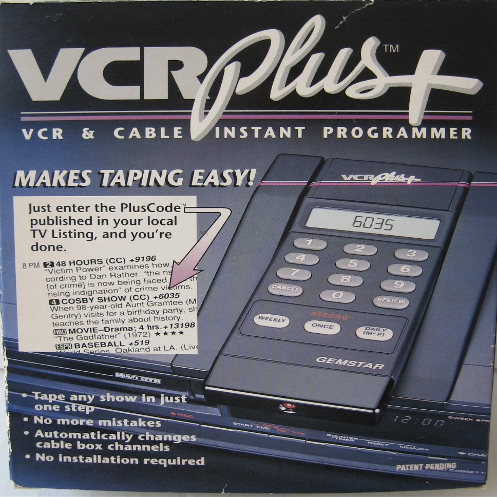 VCR PLUS, INSTANT PROGRAMMER BY GEMSTAR