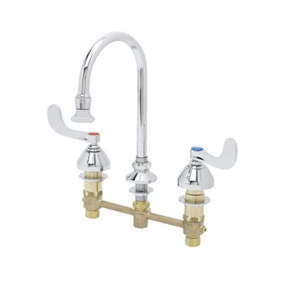 T&S Brass B-2866-04 Medical Deck Faucet, 5-13/16 Gooseneck, Rosespray