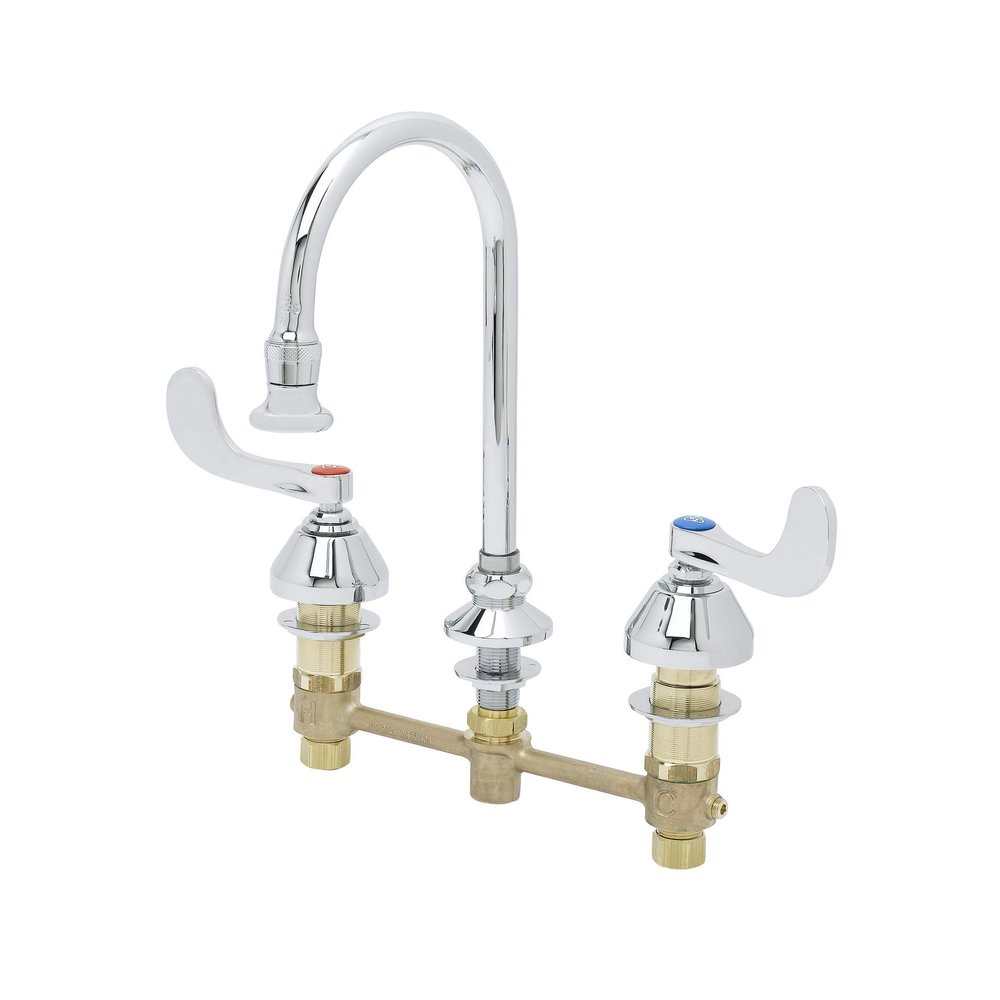 T&S Brass B-2866-04 Medical Deck Faucet, 5-13/16 Gooseneck, Rosespray