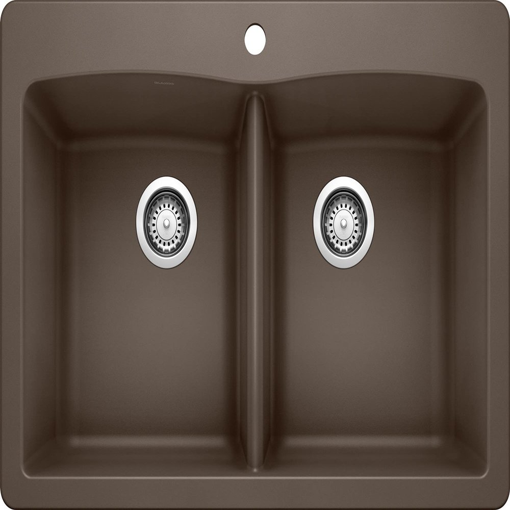 BLANCO 440218 Diamond Silgranit Double Bowl Undermount or Drop-In Kitchen Sink, 33" L X 22" W - Caf