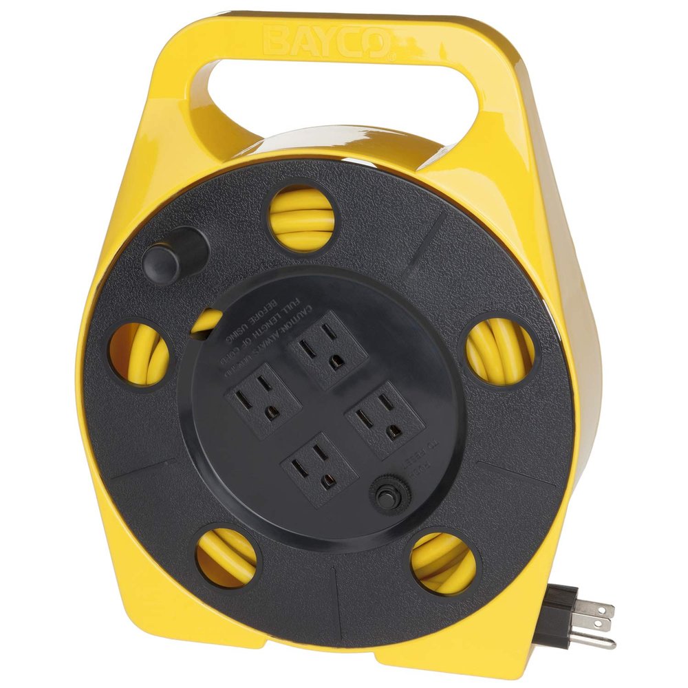 Bayco 25ft Cord Reel w/Integrated Cord & 4 Outlets