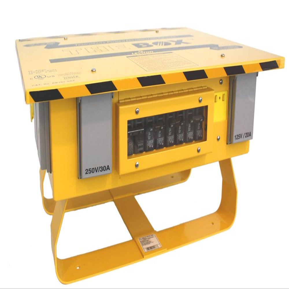 Leviton PB101-SGF 50A 125/250-Volt Portable Power Distribution Center, Yellow