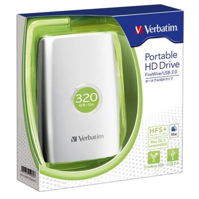  Verbatim 320GB Combo FireWire USB HDPC320GVS 2.5' Portable Hard Disk Drive