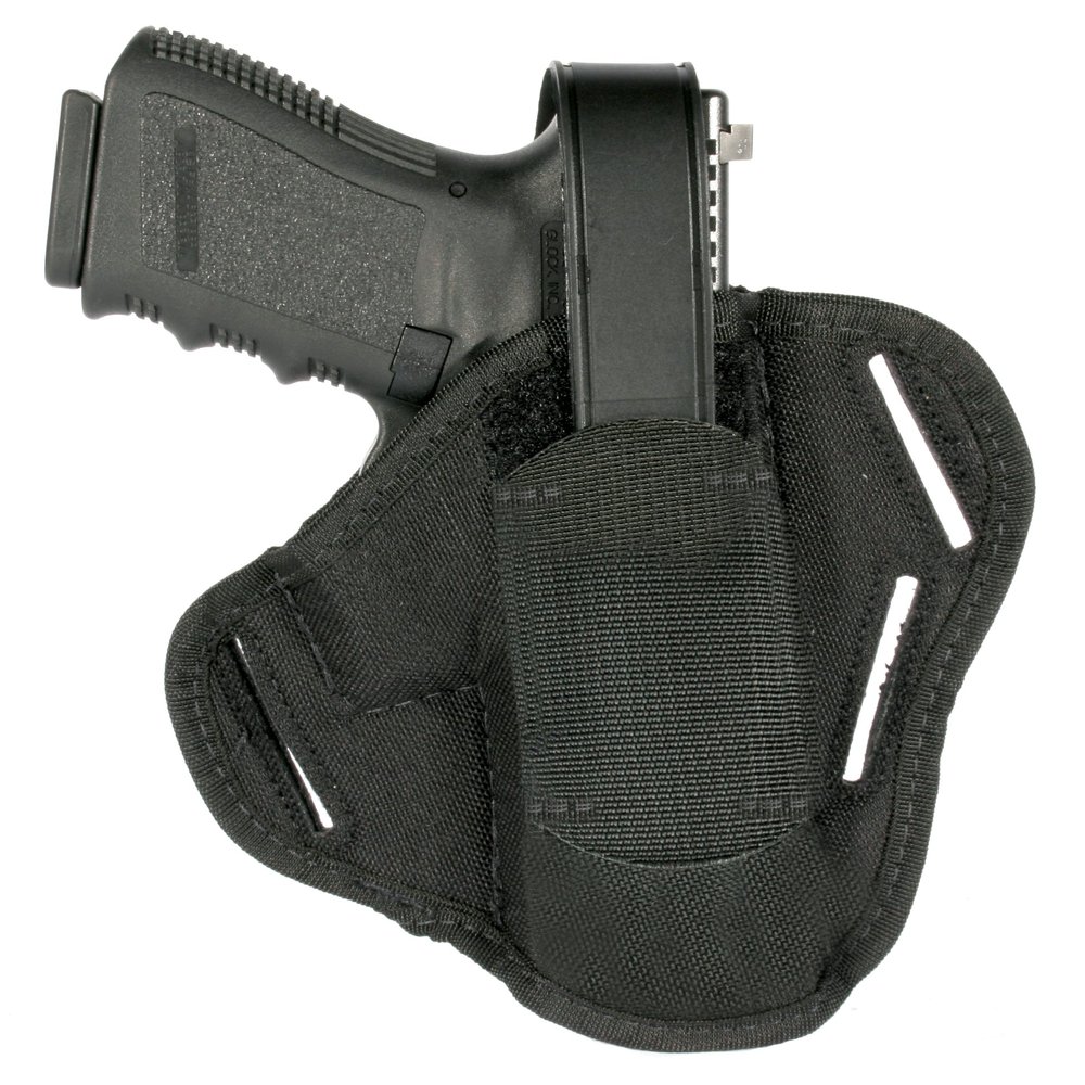 BLACKHAWK 3-Slot Ambidextrous Black Pancake Holster, Size 00, (2-3" Barrel Sm/Med DA Revolver ex 2" 5-shot )