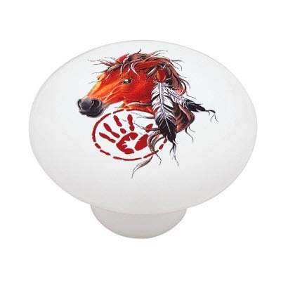 Gotham Decor Native American Indian Horse Ceramic Drawer Knob