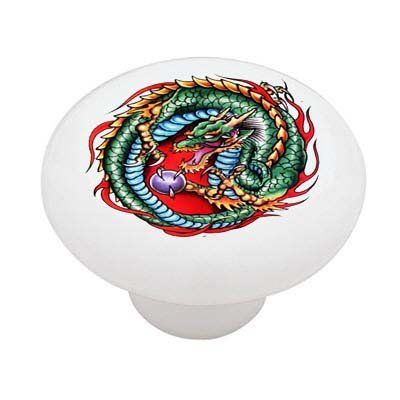Gotham Decor Dragon Fire Circle Ceramic Drawer Knob