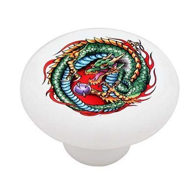 Gotham Decor Dragon Fire Circle Ceramic Drawer Knob