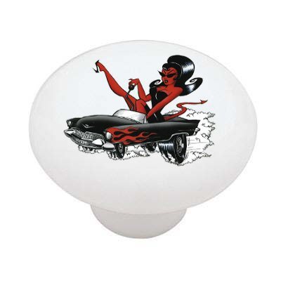 Hot Rod Devil Woman Ceramic Drawer Knob