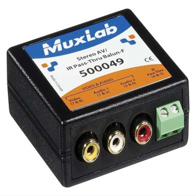 MuxLab Inc 500049 Stereo A/V/IR Pass-Thru Balun, Female