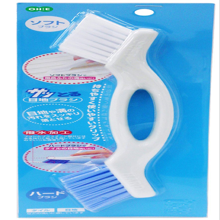 OHE Brush, White, Approx. Height 9.8 x 2.0 x 0.7 inches (25 x 5 x 1.7 cm), Quick Grout Brush, Bath Cleaning