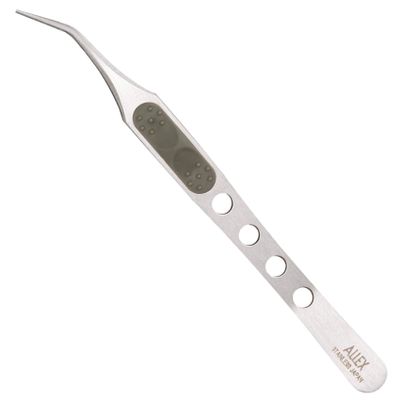 ALLEX Japanese Craft Tweezers Precision Fine Point Tips (Curved), Made in JAPAN, Pointy Tweezers for Crafting, Hobby, Jewelry Detail Work, Japanese Stainless Steel, Silver