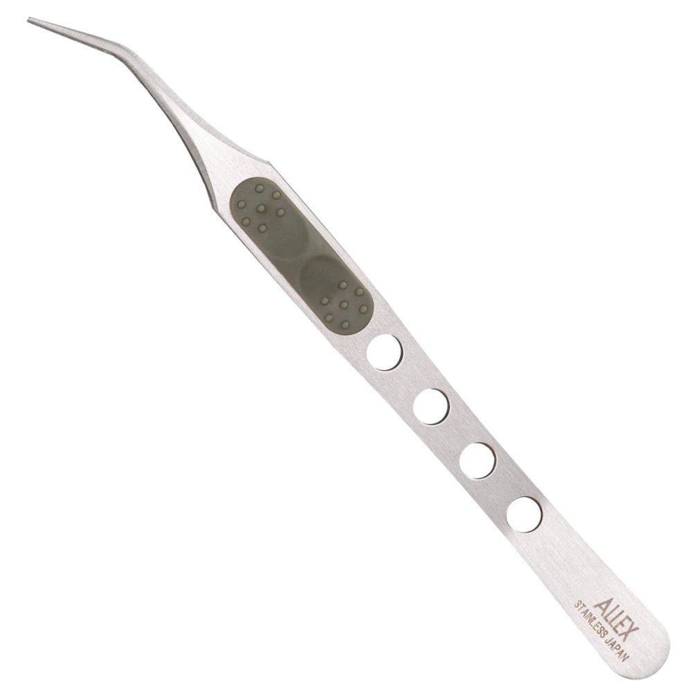 ALLEX Japanese Craft Tweezers Precision Fine Point Tips (Curved), Made in JAPAN, Pointy Tweezers for Crafting, Hobby, Jewelry Detail Work, Japanese Stainless Steel, Silver