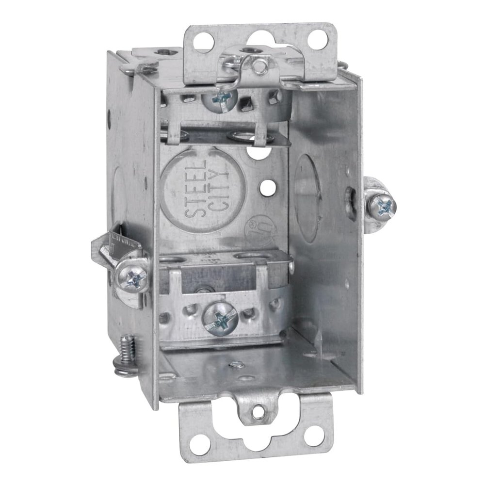 Steel City LXOWC-25 3 x 2 Gangable Switch Box, 12.5 Cubic Inches, 2-1/2" Deep, 1/2" Knockouts, Pre-Galvanized Steel, Armored Cable Clamps (C-3), Adapts to 3/4" Wall Thickness, Ears Flush for Old Work