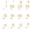 Swedish - Finnish Keyboard Stickers with Orange Lettering ON Transparent Background view 1