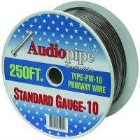 Audiopipe APipe 250ft Roll 10 ga Black Power Wire