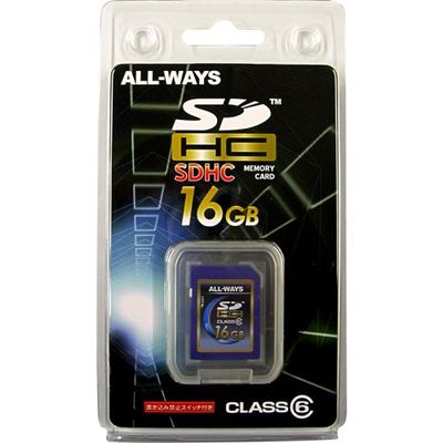 ALL-WAYS SD/SDHC Card 16GB Capacity 16GB Speed Class 6 (SD 2.0 Standard) SDHC16-AW