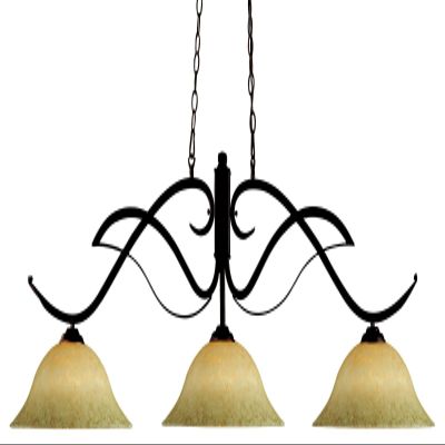 Z-Lite 126BRZ-GM16 3-Light Billiard/Island Fixture, Golden Glass Shades, 18x54x16