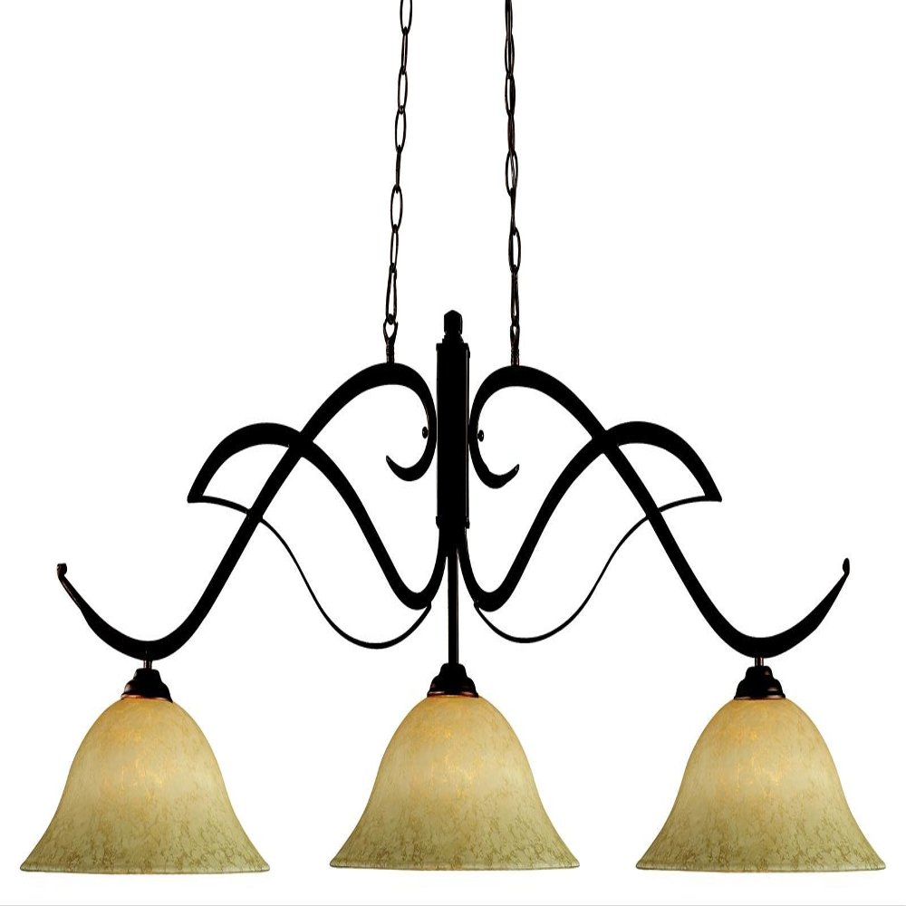 Z-Lite 126BRZ-GM16 3-Light Billiard/Island Fixture, Golden Glass Shades, 18x54x16
