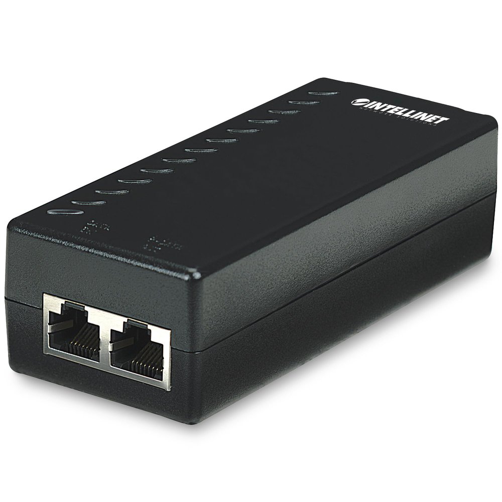 Intellinet PoE Injector - Converts Non-PoE to PoE Connections - Use CAT5 Ethernet Cable with RJ45 to Provide Both Power and Data  Supplies 15.4W up to 100 M (328 ft) Black 524179