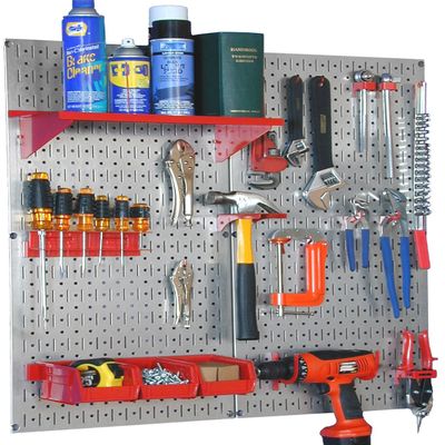 Wall Control 30-WGL-200GVR Galvanized Steel Pegboard Tool Organizer,Galv/Red