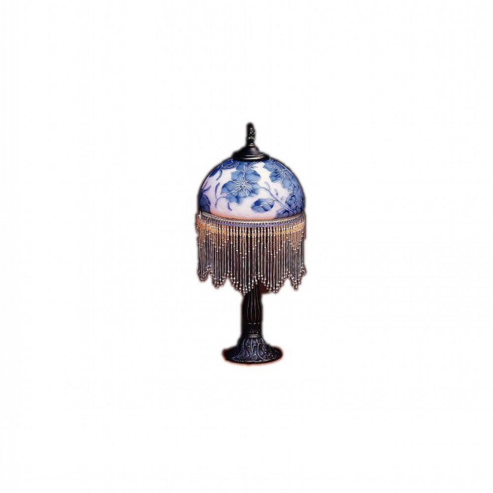 HAND PAINTED FLORAL LAMP 8"D Blue Flower Lamp 19 1/2"H
