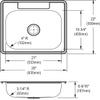 Dayton D125221 Single Bowl Drop-in Stainless Steel Sink 25 x 22 x 6.5625" view 3