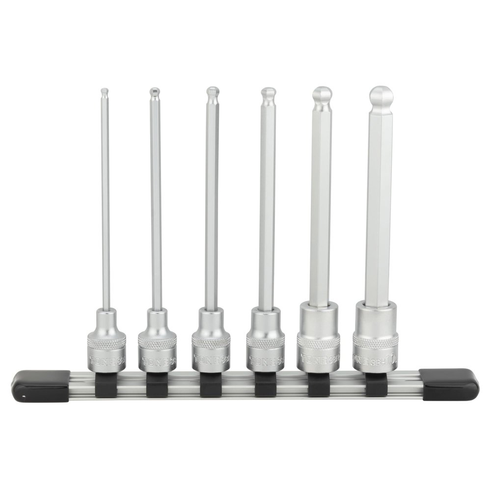TONE Long Ball End Hex Socket Set with Socket Holder HBH306L 3/8" Inch Drive 6-Piece