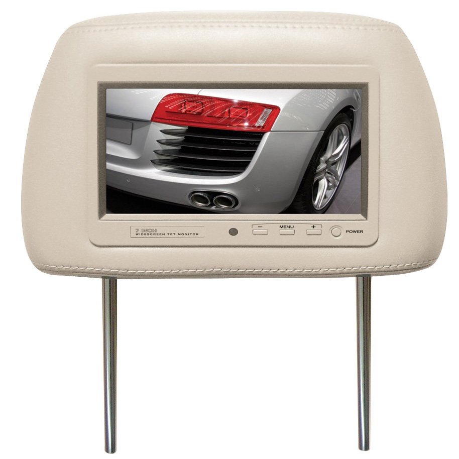 BOSS Audio Systems 7HRT 7-Inch Widescreen TFT Monitor1 Universal Headrest with Pre-Installed Tan