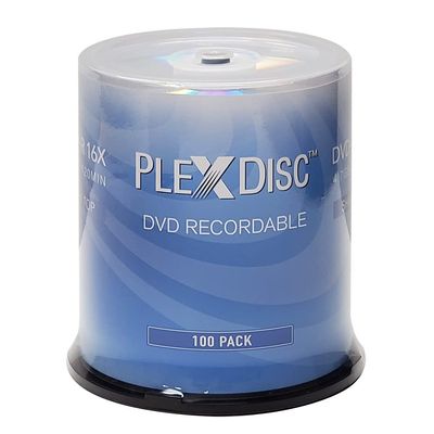 PlexDisc DVD+R 4.7GB 16x Recordable Media Silver Top Disc - 100 Disc Spindle (FFP) 63C-115-BX Black