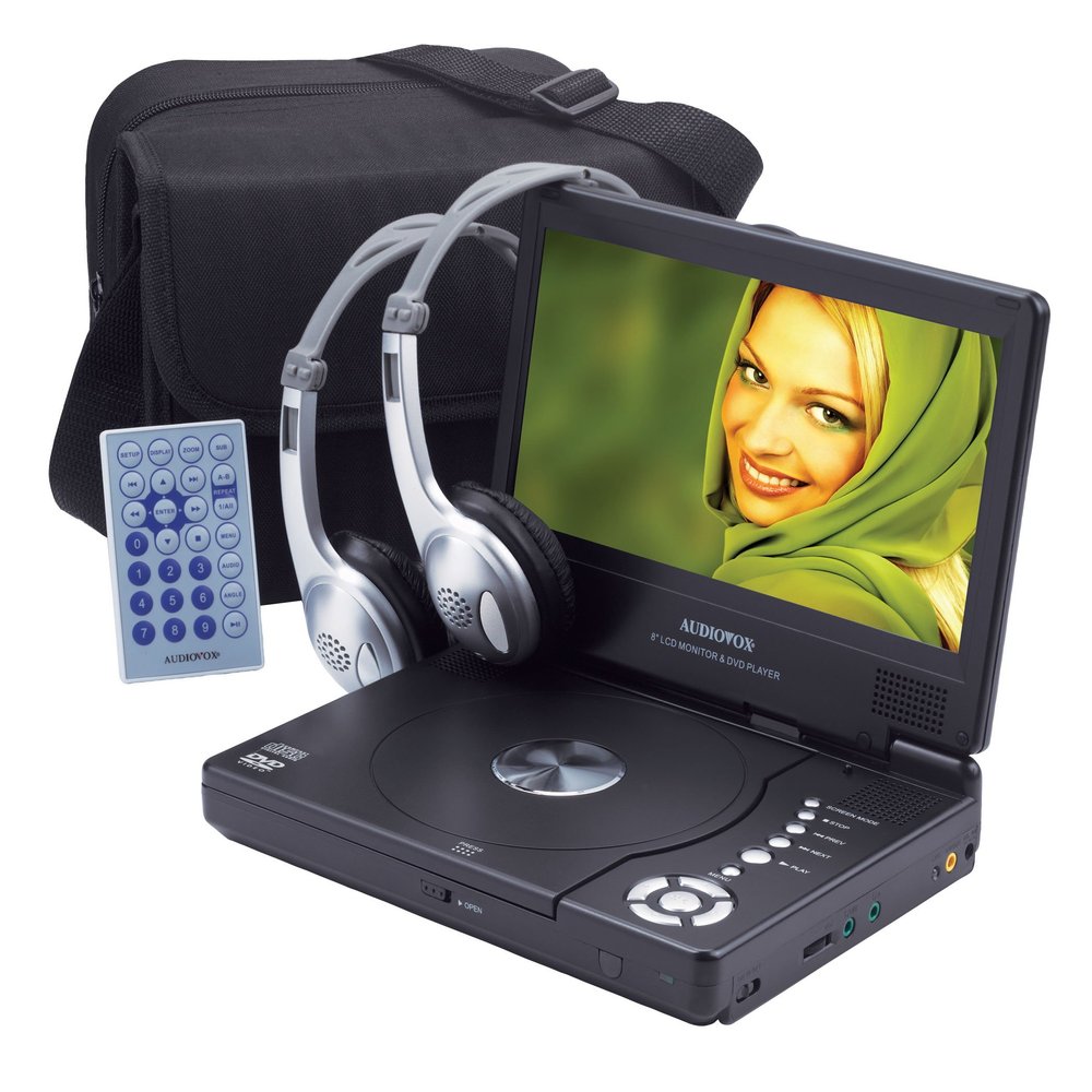 Audiovox D1809PK 8-Inch LCD Slim Line Portable DVD Player with Headphones (Black)