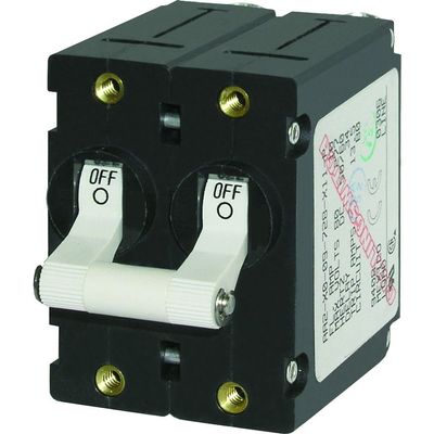 Blue Sea Systems AC/DC Double Pole Magnetic Circuit Breakers 10 AMP AA2 Circuit Breaker White