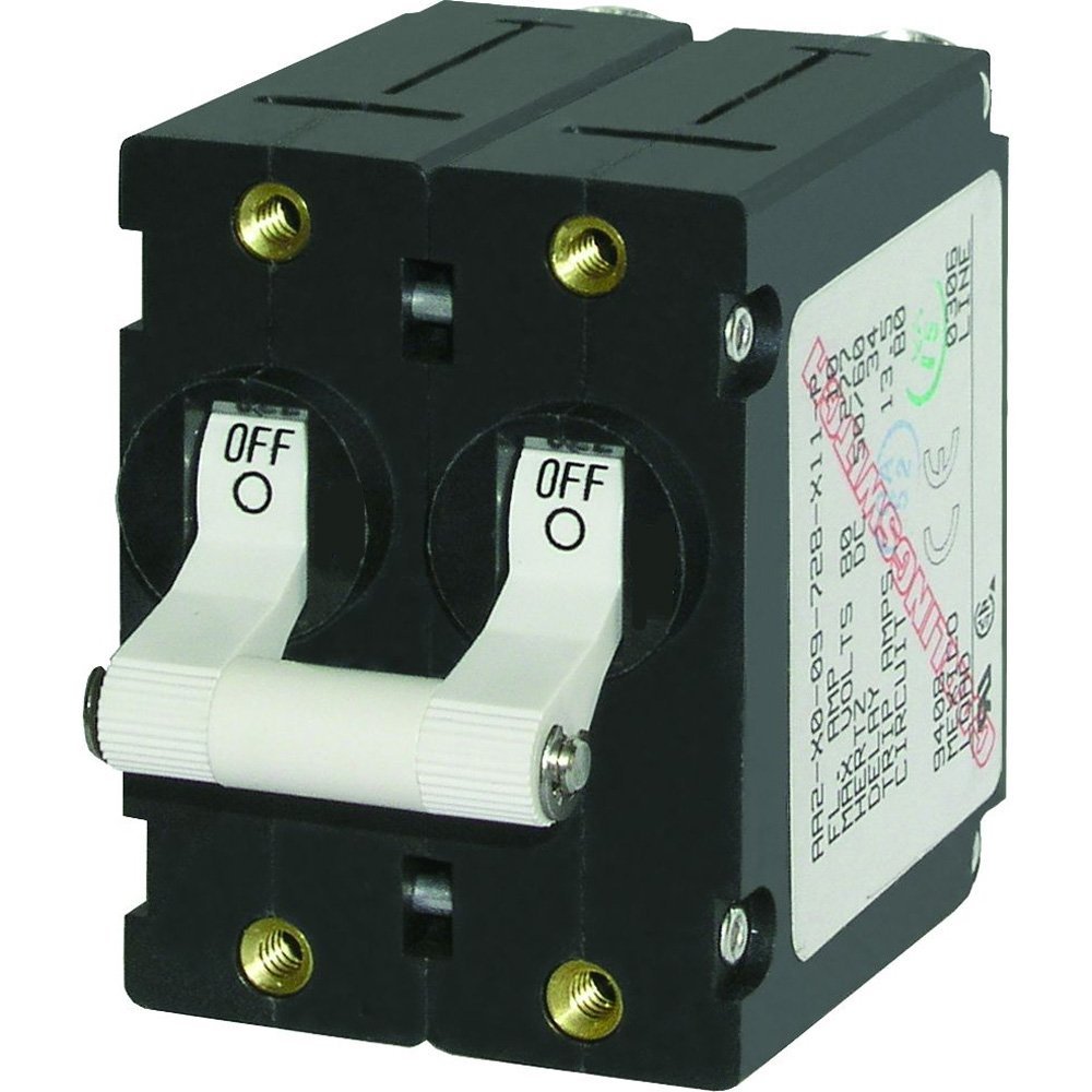 Blue Sea Systems AC/DC Double Pole Magnetic Circuit Breakers 10 AMP AA2 Circuit Breaker White