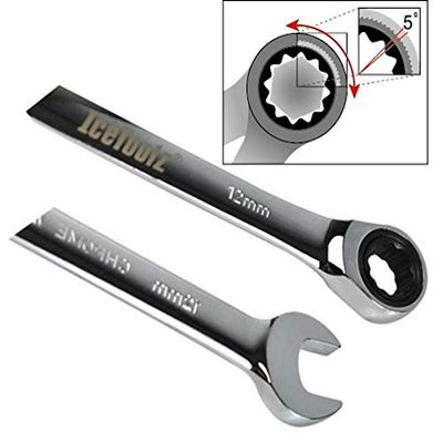 IceToolz Ring/Wrench with Ratchet 9 mm Chrome Vanadium Silver