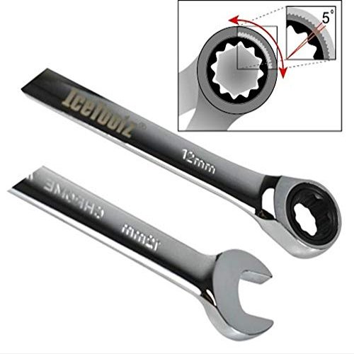 IceToolz Ring/Wrench with Ratchet 9 mm Chrome Vanadium Silver