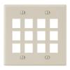 ICC 12-Port Keystone Wall Plate (1 Pack), UL Listed, Durable ABS Plastic, 2-Gang Wall Plate for RJ45 Modular Jack and Inserts, Almond view 1