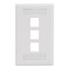 ICC Station ID Wall Plate with 3 Ports, Single Gang, UL Listed, ABS Plastic, Keystone Jack Compatible, Label Window with Clear Cover, White view 1