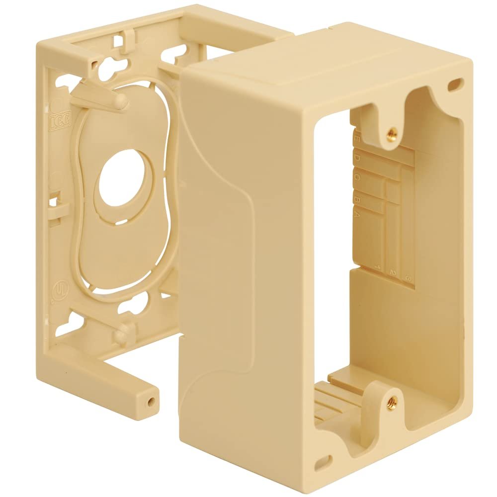 ICC 1-Gang Surface Mount Junction Box, Raceway Compatible, Ivory, 1-Pack