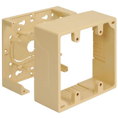 ICC Surface Mount Back Box Junction, Double Gang, Raceway Compatible for Voice, Data, CATV, Fiber, Audio, and Video, Ivory