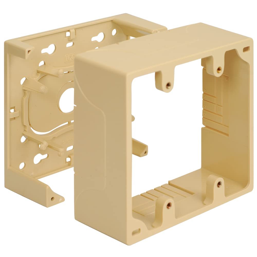 ICC Surface Mount Back Box Junction, Double Gang, Raceway Compatible for Voice, Data, CATV, Fiber, Audio, and Video, Ivory
