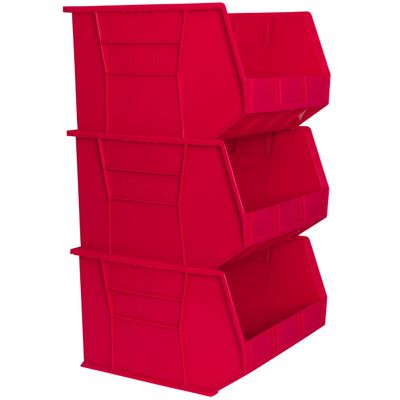 Akro-Mils 30270 AkroBins Plastic Storage Bins, 18"x16"x11", Red, 3-Pack
